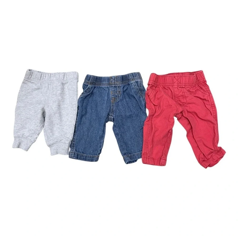 Carter's Cat & Jack Baby Boy 3-6M‎ Clothing Lot 7pc Plaid Shirts Jeans Pants Set